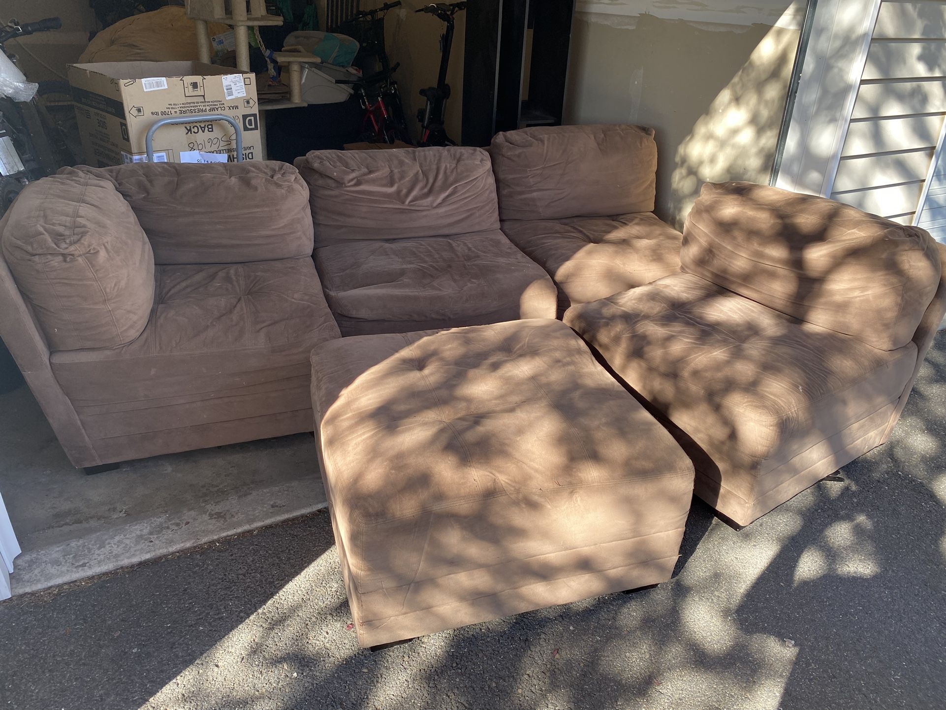 Large Brown Sectional Couch Set