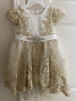 White/Gold Toddler dress