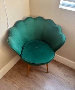 2 Green Velvet Shell Accent Chairs