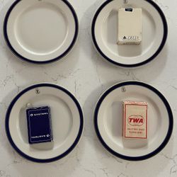  Vintage Airlines Grouping-Salad Plates (4), 3 Decks Of Cards , 3 Place Settings Flatware - Half Off!