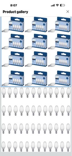 Philips LED 4W White Candelabra C7 Incandescent Night Light Bulb 48-Pack Light Type LED Additional Features Energy Efficient Wattage 4 watts Bulb Sha