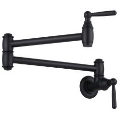 Wall Mounted Pot Filler with Double Handle in Matte Black