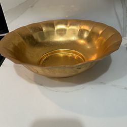 Vintage Mid Century Aluminum Bowl Gold - 