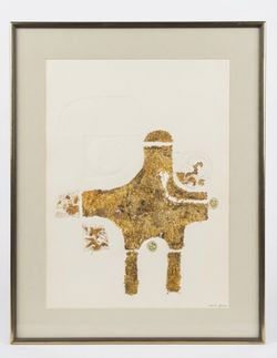 Vintage Marian Glomb "Chiwara" Embossed & Gold Leaf Mixed-Media Art Print