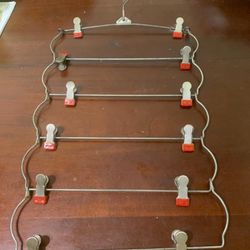Vintage Skirt Hanger 6 Tier Metal Rack Red Clips designed closet organization