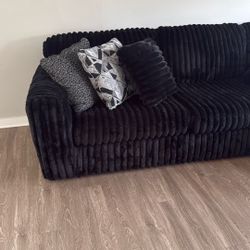 Black Corduroy Sectional Couch (Like New)