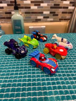 Lot of 6 Jazwares Marvel Spidey & His Amazing Friends 3” Metals die-cast cars.