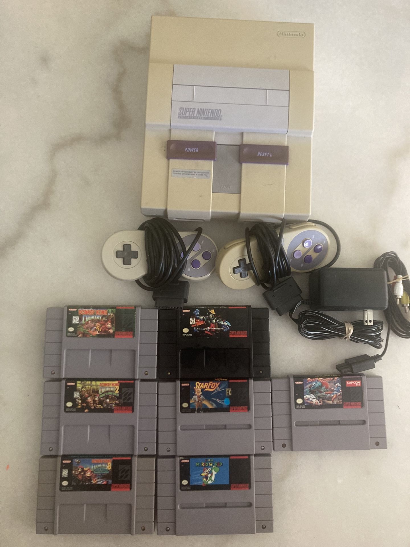 Super Nintendo With All 3 Donkey Kong Country, Super Mario World And More!