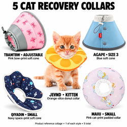 5 Cat Recovery Collars & Soft Cones – Mixed Sizes