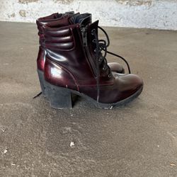 Wine Colored Heel Boots 