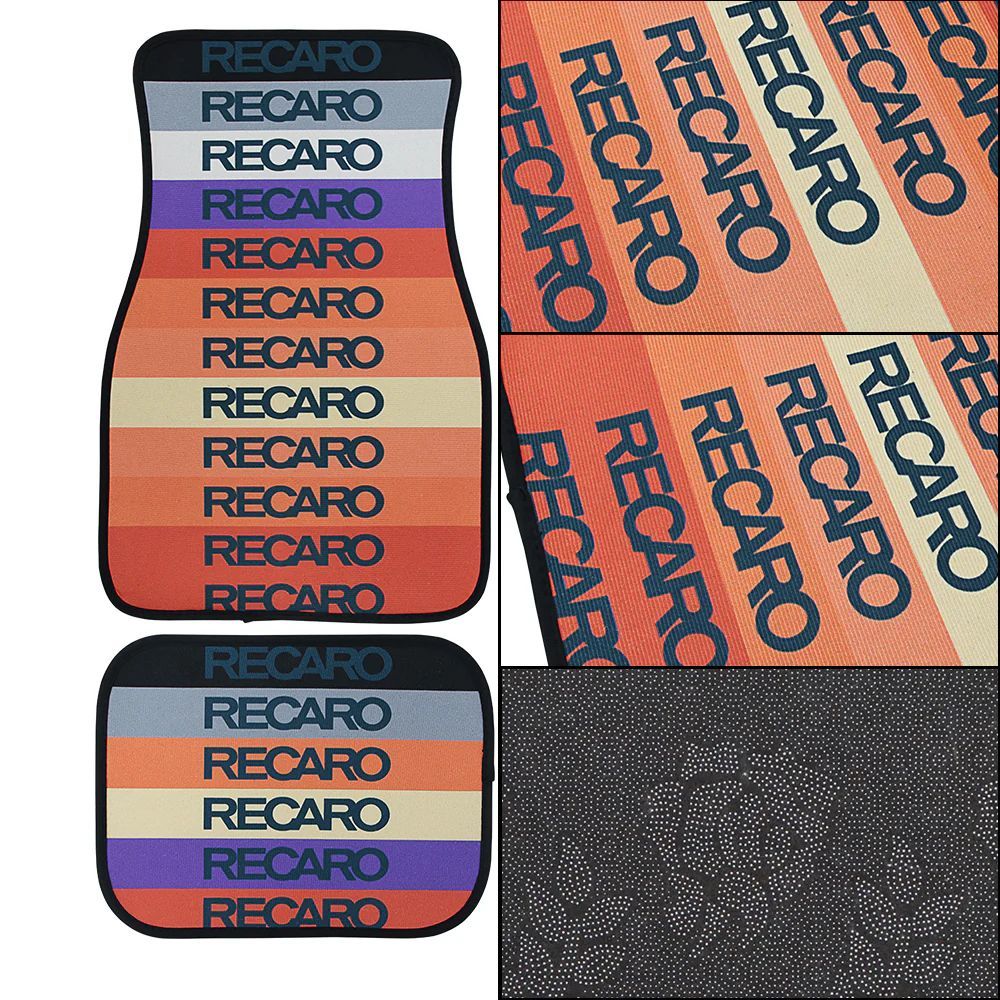 Brand New Universal 4PCS RECARO RAINBOW STYLE Racing Fabric Car Floor Mats Interior Carpets
