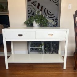 White console/credenza with two drawers