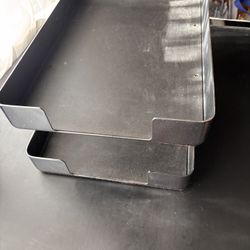 two tier paper tray desk organizer shiny silver and black has felt bottom is heavy