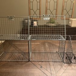 Crate & Barrel Metal Wall Storage – 2 Hanging Cabinets + 2 Book Holders