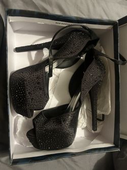 Black High Heels With Black Rhinestones 9W