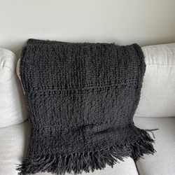 West Elm Dark Grey Blanket/throw 