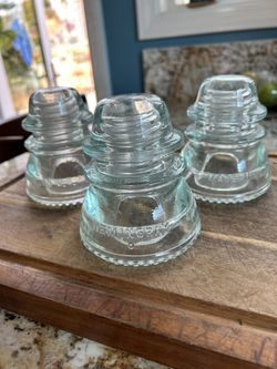 set of 3 Vintage Hemingray Clear Glass Insulator Collectibles