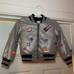 Truly Me Embellished Metallic Bomber Jacket Size 2T 