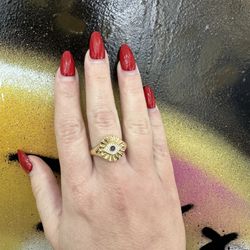 14k NAT DIAMOND EYE RING 