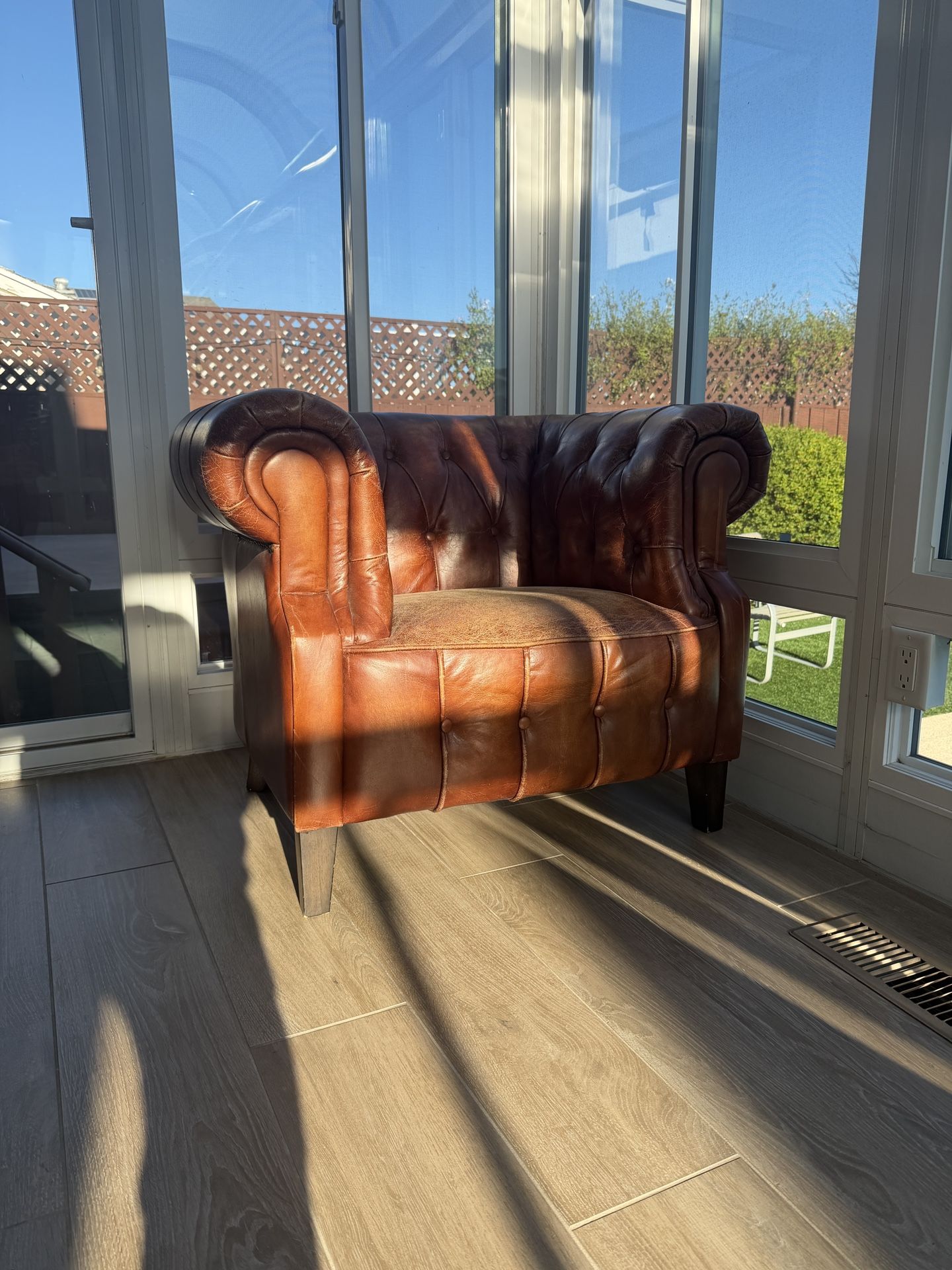 Crate and Barrell Leather Armchair