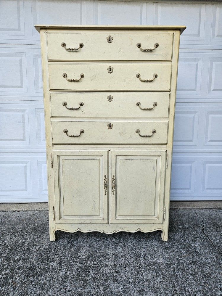 Vintage Hickory White Furniture Secretary Desk French Country Style 