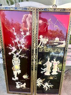 Vintage Chinese Black Lacquer Wall Panel