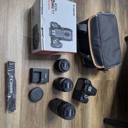 Canon EOS Rebel T7 DSLR video two lens kit with EF S 18-55mm and EF 75 300mm lenses 