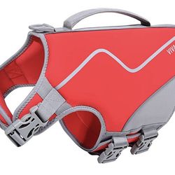 Brand New Dog Life Jacket-Skin-Friendly Neoprene Dog Life Vest-Superior Buoyancy/Rescue Handle, Red M