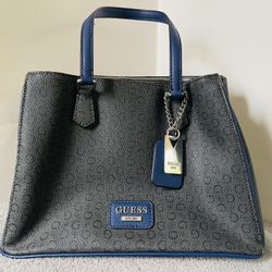 Signature Guess Handbag Grey & Blue