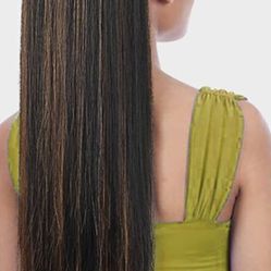 Pony Tail Natural Soft Clip In Hair Extension Synthetic Heat Resistant Hairpiece 28 Inch Ombre Black Roots Black Caramel Blonde Highlights #125