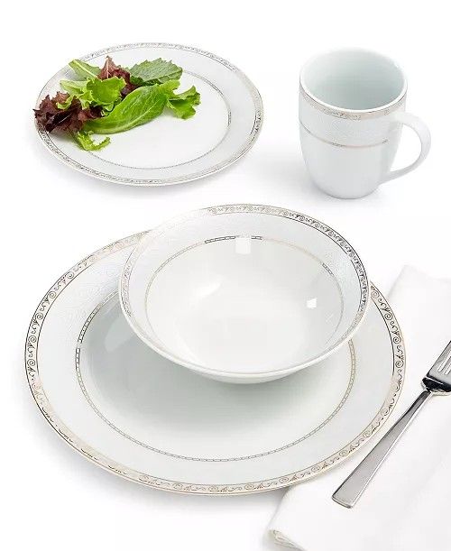 Fitz and Floyd Gold Serif 28-Pieces Dinnerware Set, Service for 8 -
