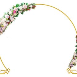 Wokceer 7.2ft Wedding Arch, Gold Metal Round Backdrop Stand, Balloon Arch Stand for Birthday Party, Bridal Shower, Anniversary, Ceremony, Dessert Tabl