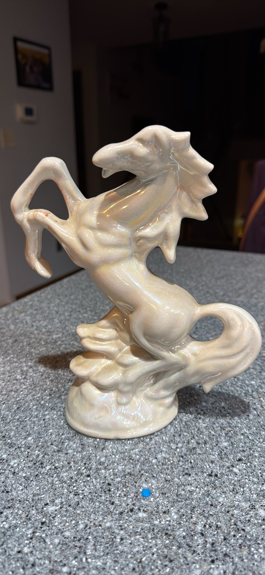 Vintage porcelain vintage rearing white horse figurine