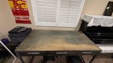 Dark Wood Desk with Drawers