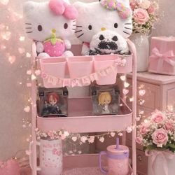 3 Tier Mesh Utility Cart, Rolling Metal Organization Cart with Handle and Lockable wheels