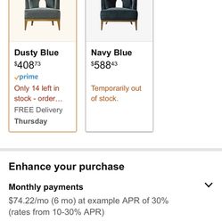 Acanva Velvet Sofa Accent Chair, Modern Armchair for Living Room Bedroom Home Office with Tapered Legs, Dusty Blue