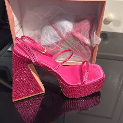 New Hot Pink Rhinestone Heels