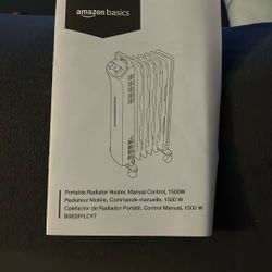 Portable Radiator Heater,Manual Control, 1500 W