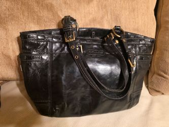 Coach Black Leather Tote Bag
