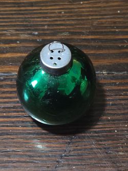 vintage green glass Christmas ornament salt and pepper shaker