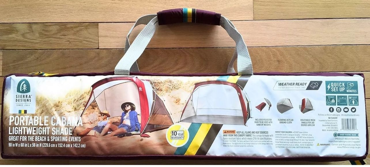 Sierra Designs Portable Cabana Lightweight Shade for The Beach 90x60x56"
