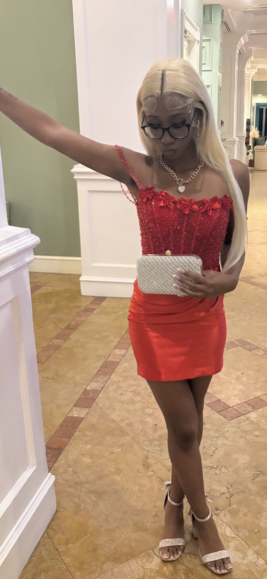 Fitted Off-the-Shoulder Flower Homecoming Dress with Bead Sheer Corset