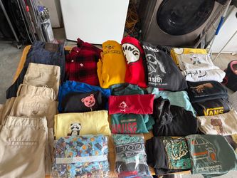 Mixed Lot of Used Clothing — Shirts, Pants, Hoodies