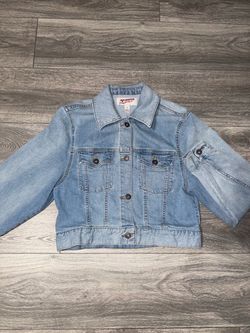 Arizona Jean Co Girls Blue Denim Jacket M Button Front Pockets