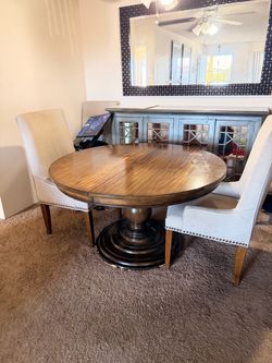 Magnussen Karlin Extendable Dining Table + 2 Chairs – $475 OBO