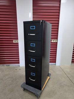 Heavy Duty 4-Drawer Vertical Metal Locking File Cabinet – Black (With Key)