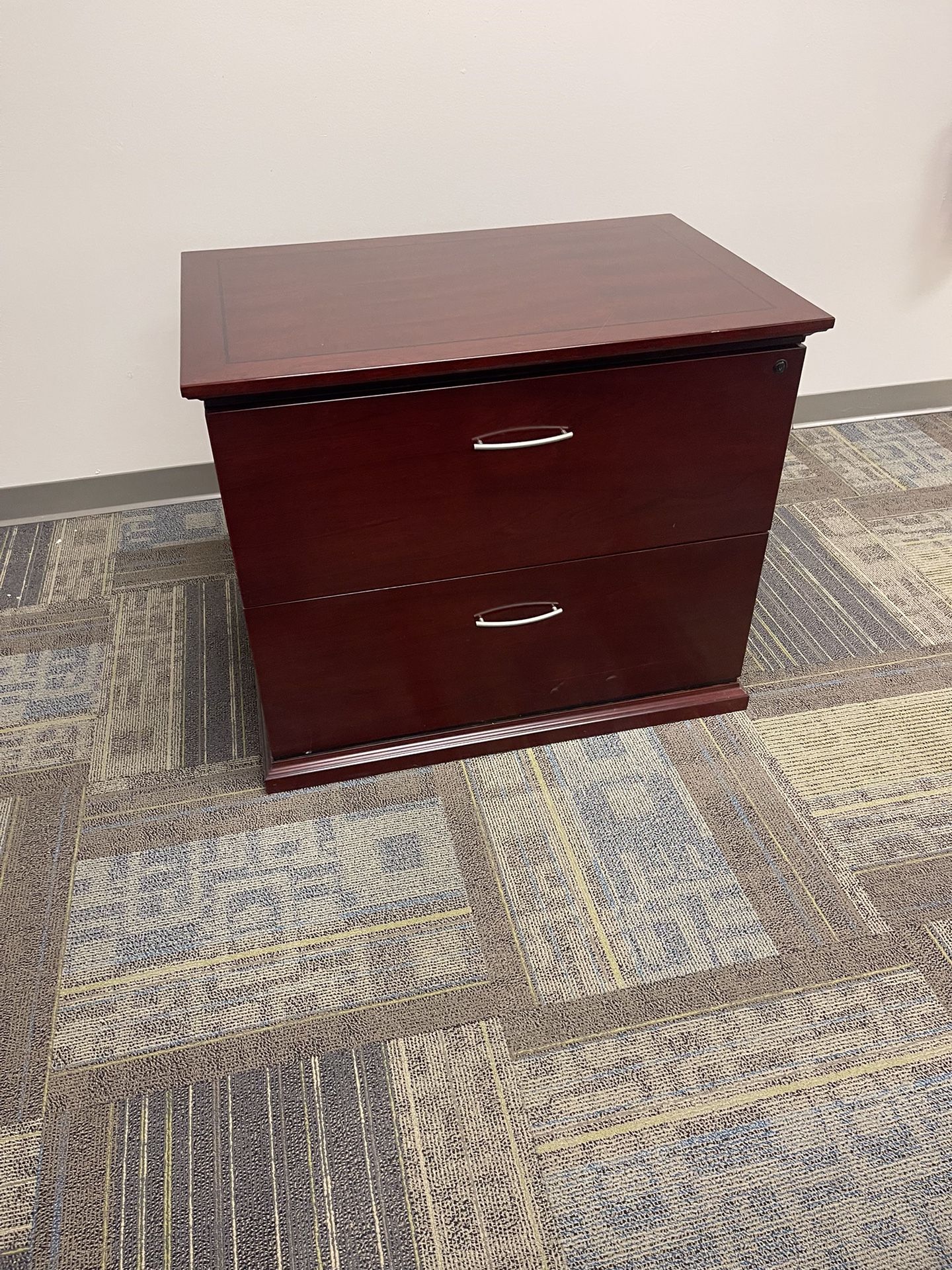 TWO DRAWER CHERRY LATERAL FILE CABINET