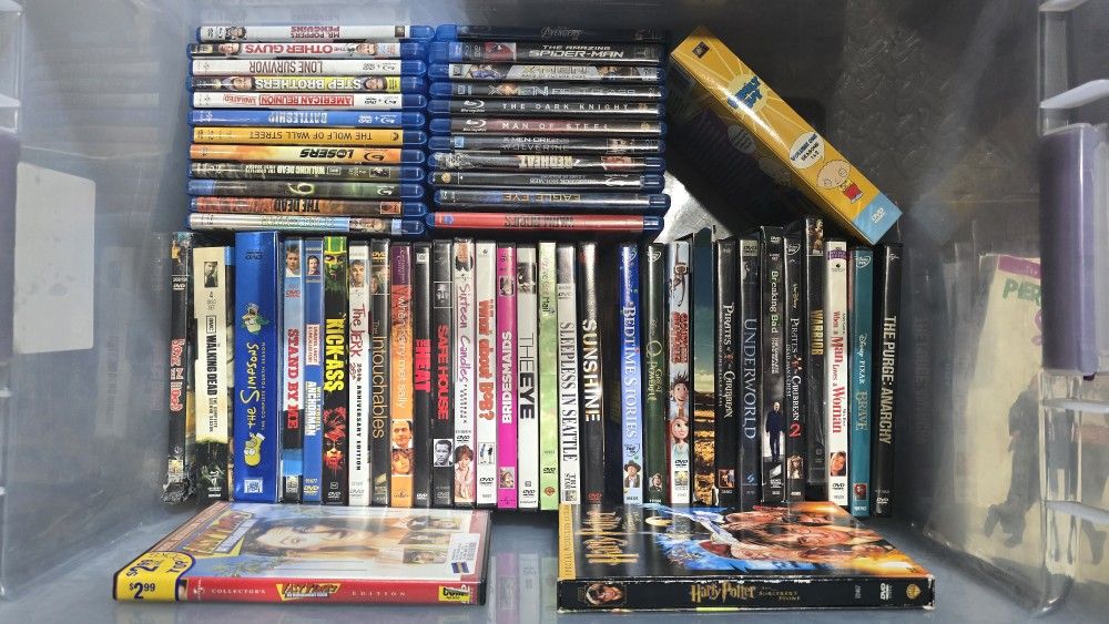 Box Of DVD And Blu-ray Movies