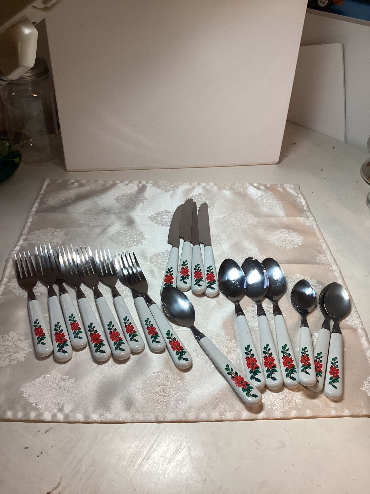 Vintage Holiday Poinsettia Flatware 