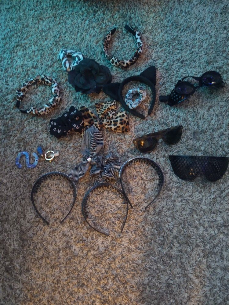 Assortment Of Hair Accessories And Sunglasses